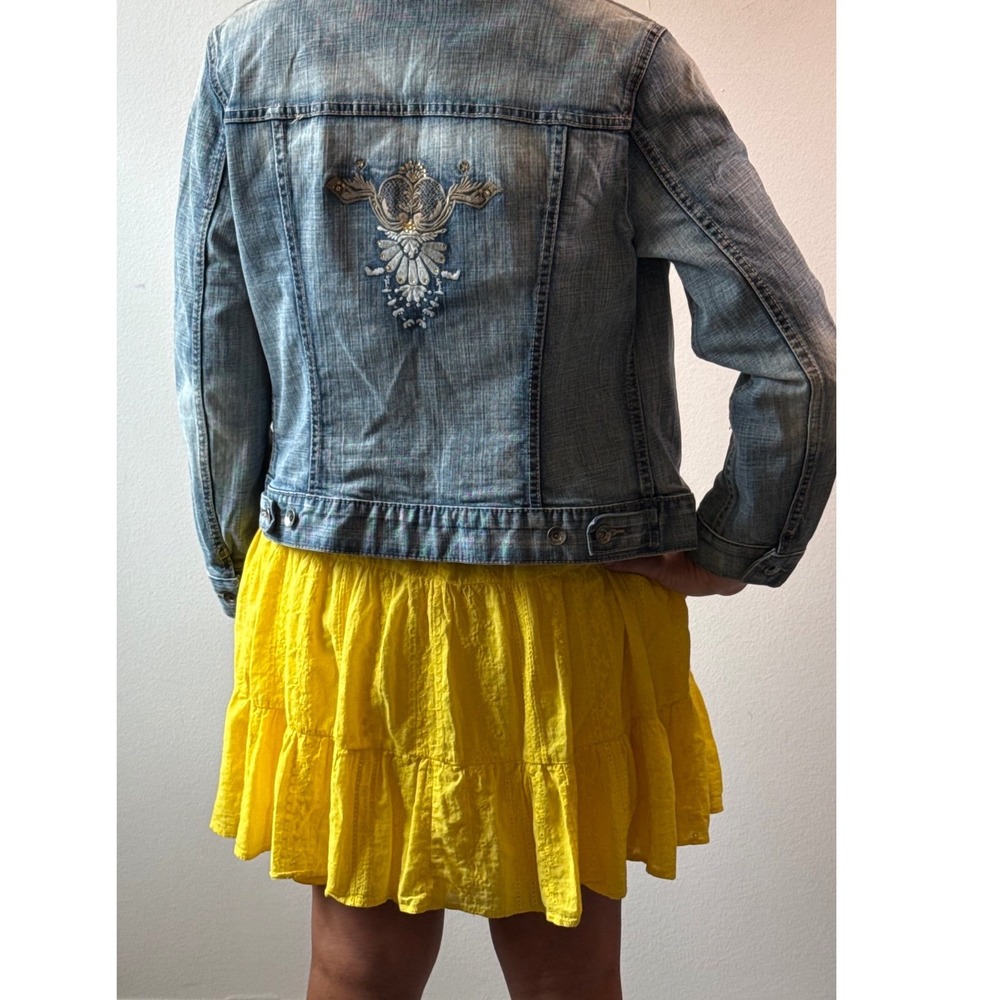 Laundry by Shelli Segal Yellow Eyelet Tiered Ruffle Mini Dress Size 8 - Picture 4 of 6